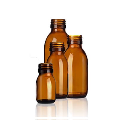 Frasco vidrio ámbar cuello ancho